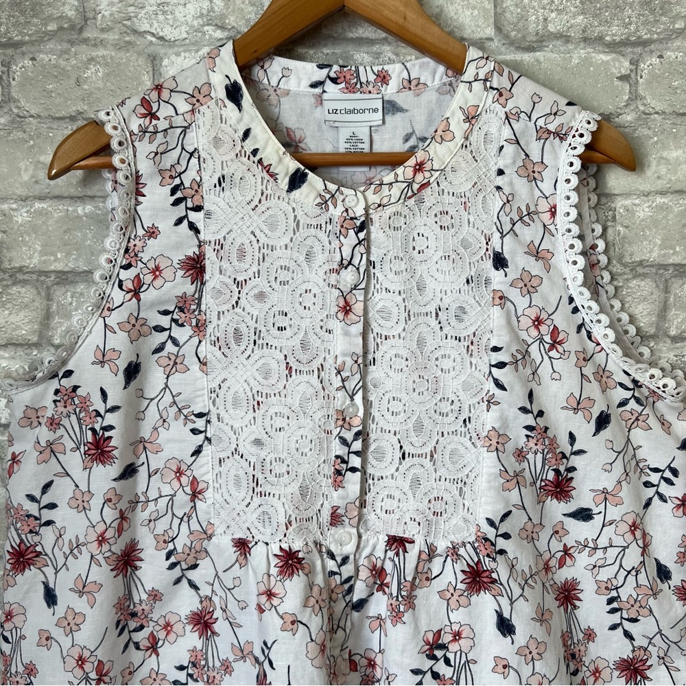 Bundle of 2 Liz Claiborne Women's Large Linen Blend Sleeveless Button Up Blouses - Picture 11 of 13